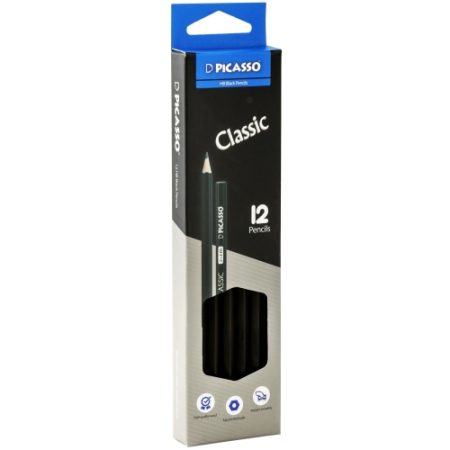 مداد مشکی شش پهلو پیکاسو طرح کلاسیک بسته 12 تایی
