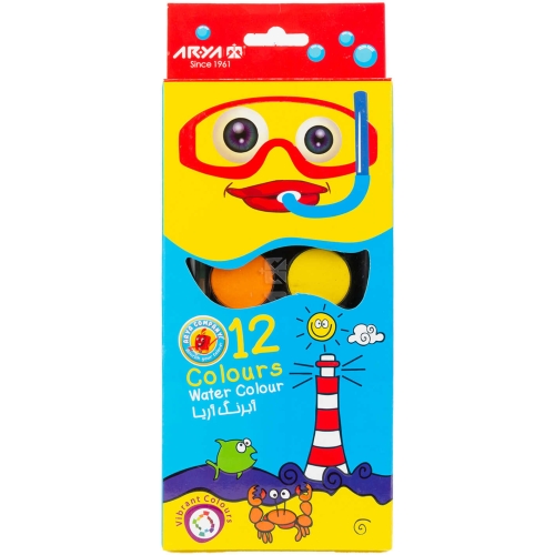 آبرنگ 12 رنگ آریا طرح کمان بزرگ مدل 5009