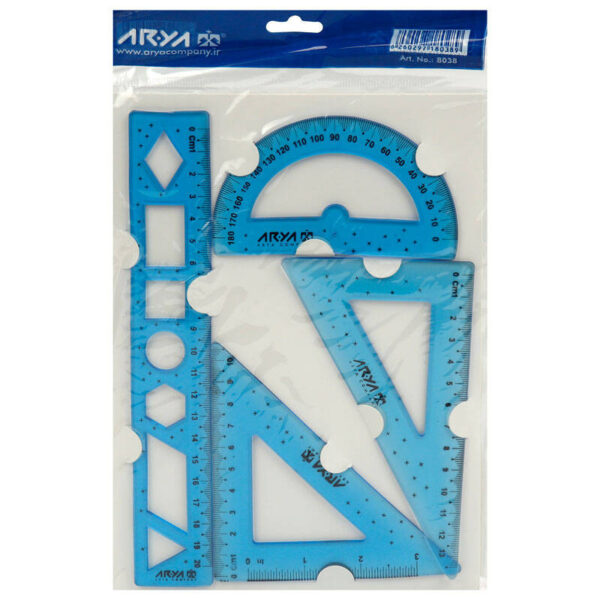 ست خط کش و گونیا آریا مدل 8038 مجموعه 4 عددی