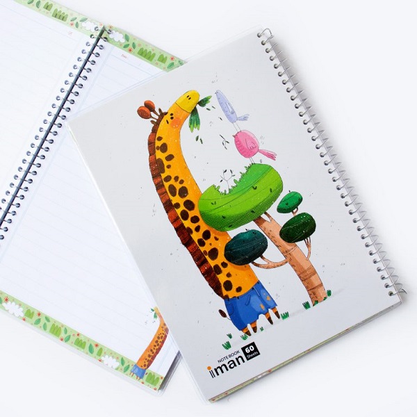 دفتر سیمی فانتزی حاشیه دار 60 برگ ایمان مجلد