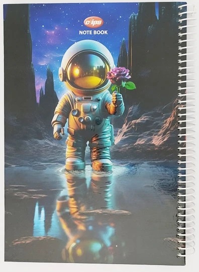 دفتر سیمی 100 برگ کلیپس جلدسخت(فضانورد)