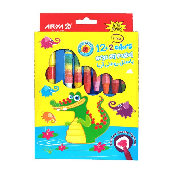 پاستل روغنی (مداد شمعی) 2+12 رنگ آریا